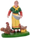 Campesina con gallinas color 12 cm en PVC Mundo Pesebres