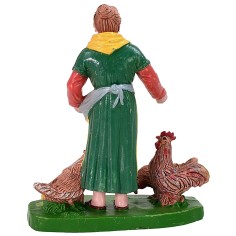 Campesina con gallinas color 12 cm en PVC Mundo Pesebres 2