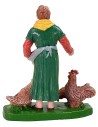 Campesina con gallinas color 12 cm en PVC Mundo Pesebres