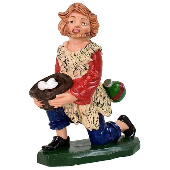 Pastore con doni serie color 12 cm in pvc Mondo Presepi