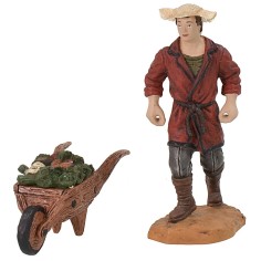 Man with wheelbarrow of vegetables cm 10 Oliver 2