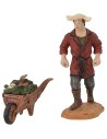 Man with wheelbarrow of vegetables cm 10 Oliver