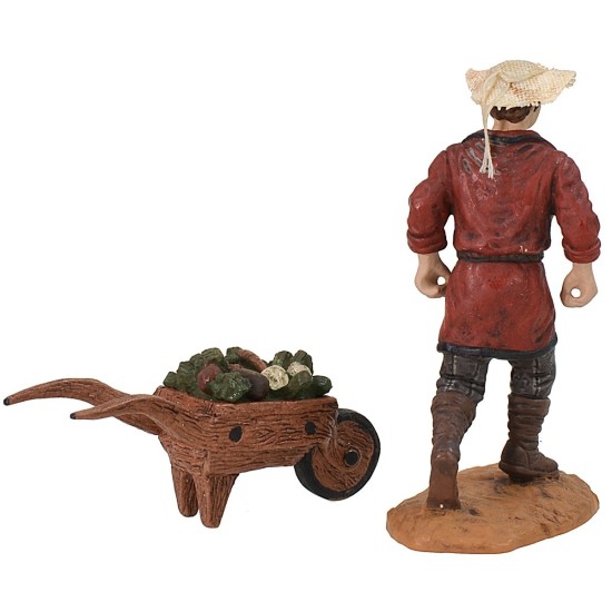 Uomo con carriola di verdure cm 10 Oliver Mondo Presepi