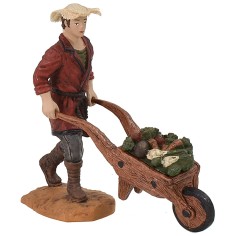 Man with wheelbarrow of vegetables cm 10 Oliver