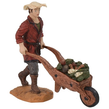 Hombre con carretilla de verduras cm 10 Oliver Mondo Presepi