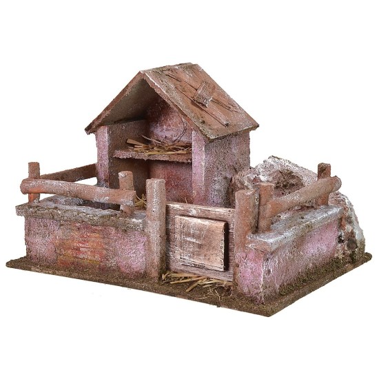 Gallinero de 19,4x14,5x13,5 cm de altura, madera, poliestireno.