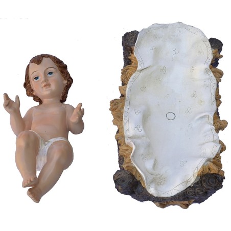 Natividad 3 figuras en resina h 80 cm resina, Jesús, cuna