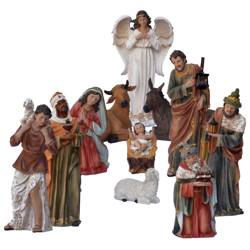 Set 11 personaggi con Natività in resina 60 cm Mondo Presepi