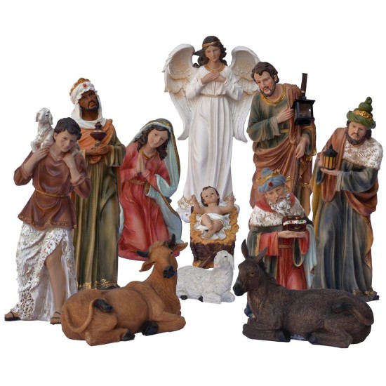Set 11 personaggi con Natività in resina 60 cm giuseppe