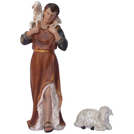 Conjunto de 11 estatuas con Natividad de 40 cm en resina ángel, resina