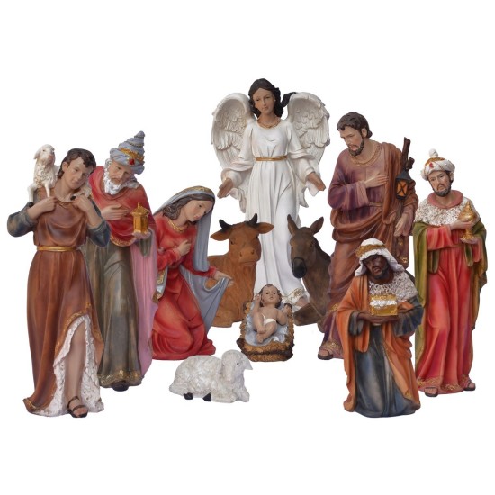 Conjunto de 11 estatuas con Natividad de 40 cm en resina