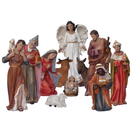 Conjunto de 11 estatuas con Natividad de 40 cm en resina