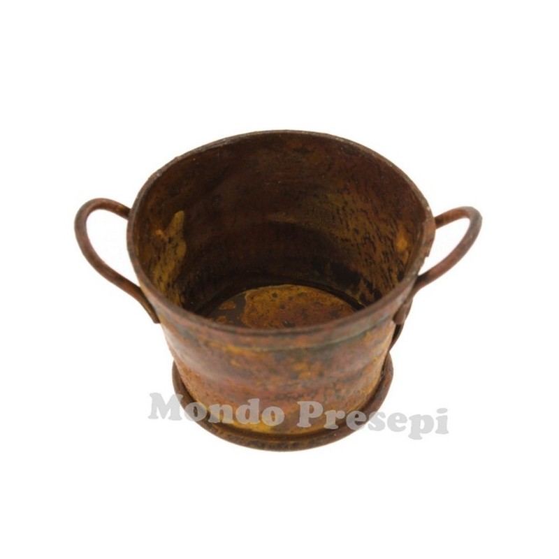 Round antiqued tub 4 cm in metal