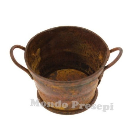 Round antiqued tub 3 cm in metal