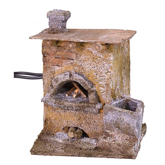 Forno effetto fuoco per Presepe cm 7,5x6,5x9,5 h altezza