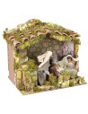 Illuminated hut with Nativity scene, 12 cm series with movement