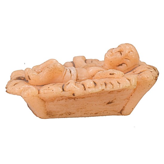 Niño Jesús en la cuna de 2x2,5x1 cm de alto en PVC, niño Jesús.