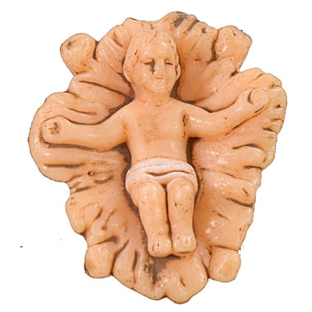 Niño Jesús en la cuna de 2x2,5x1 cm de alto en PVC, niño Jesús.