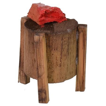 Ceppo macellaio in legno con carne h. 