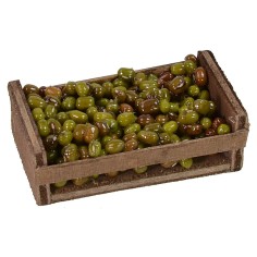 Cassetta in legno con olive cm 6,3x3,7x2,5 h altezza, legno