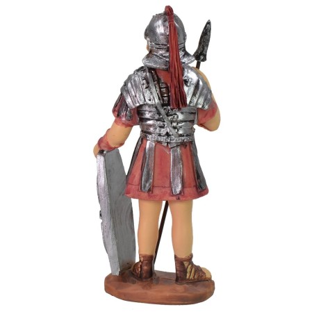 Soldato Romano con lancia e scudo cm 9 in resina base, altezza