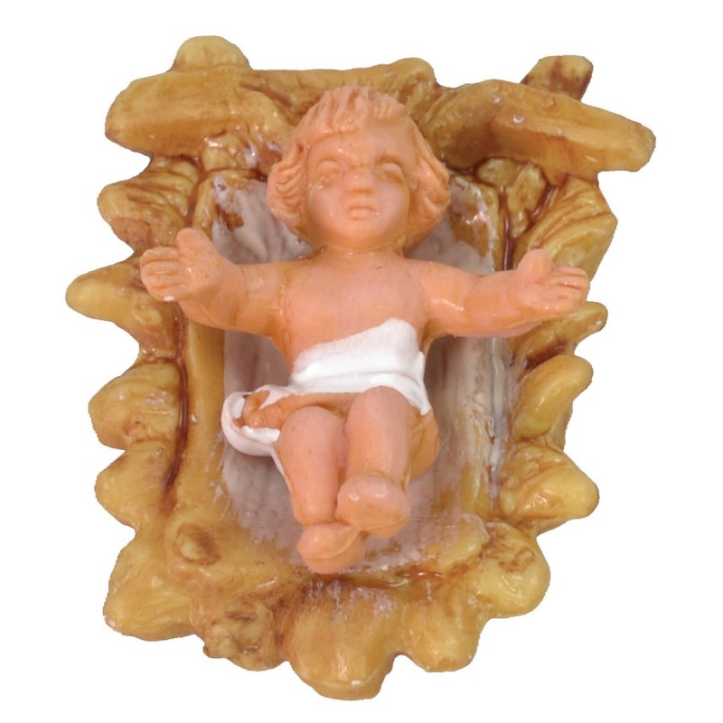 Gesù Bambino con culla cm 2x2,7 in pvc Mondo Presepi