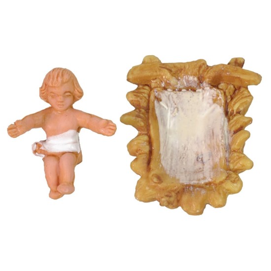 Gesù Bambino con culla cm 2x2,7 in pvc