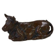 Bue seduto cm 4 in pvc statue, sdraiato, serie, misure