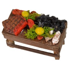 Banco in legno con pesce 6x3x4 h.  2