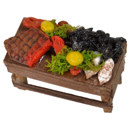 Banco in legno con pesce 6x3x4 h.