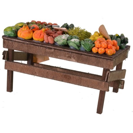 Banco de frutas y verduras de 15x7,5x7,8 cm de alto, altura del banco.