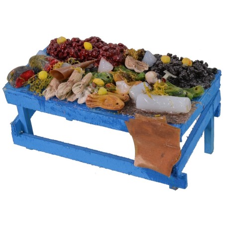 Banco azzurro con pesce cm 15x8x8 h banco, altezza, mano