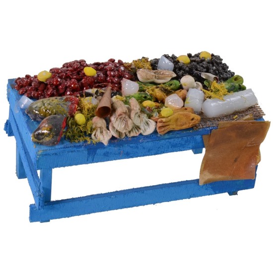 Banco azul con pez cm 15x8x8 h banco, altura, mano