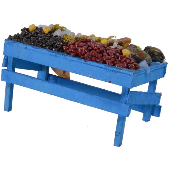 Banco azul con pez cm 15x8x8 h banco, altura, mano