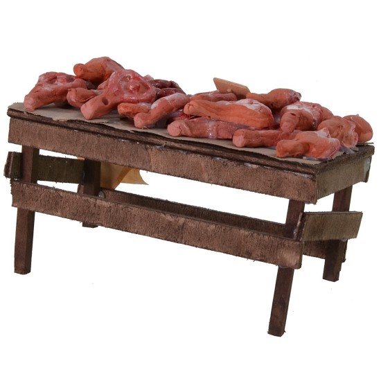Banco con carne e salumi cm 15x8x8 h banco, altezza, mano