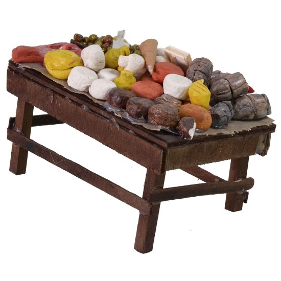 Banco con formaggi e salumi cm 12x7x6 h banco, altezza, salumi