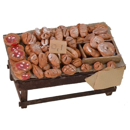 Banco con pane e pizze cm 12x7x6 h