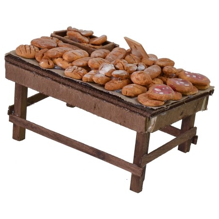 Banco con pane e pizze cm 12x7x6 h