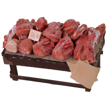 Banco con carne e salumi cm 12x7x6 h banco, altezza
