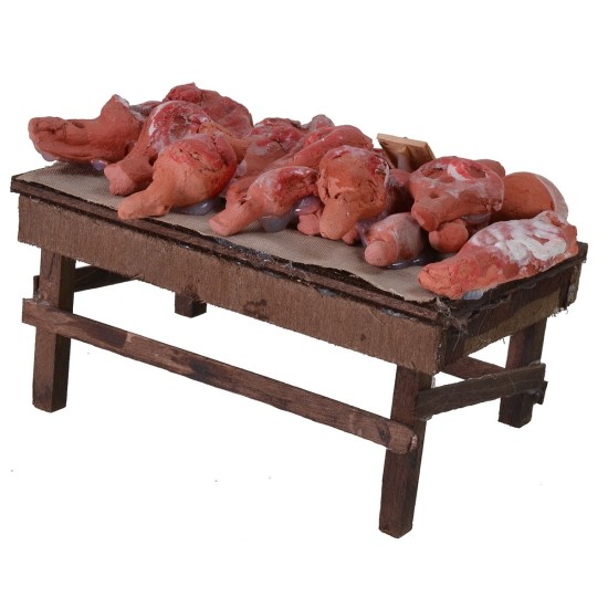 Banco con carne e salumi cm 12x7x6 h banco, altezza