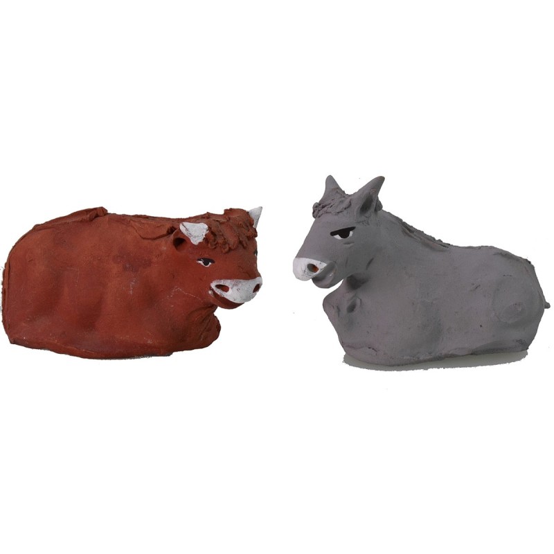 Ox and donkey terracotta for statues 10 cm