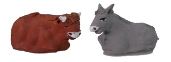 Ox and donkey terracotta for statues 10 cm