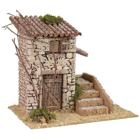 Casita de piedra con escalera lateral cm 19x17x18 h