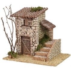 Casolare in pietra con scala laterale cm 19x17x18 h