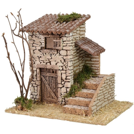 Casita de piedra con escalera lateral cm 19x17x18 h