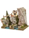 Depth effect river source with hut 18x16x15 cm