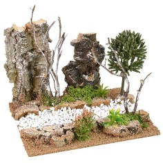 Tratto di strada con vegetazione cm 19x15x16 h