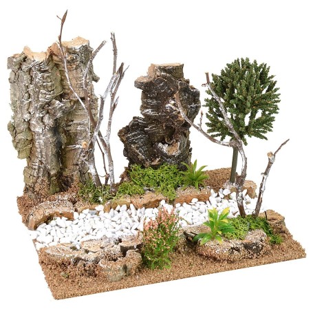 Tratto di strada con vegetazione cm 19x15x16 h