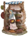 Tienda en resina con vendedora de frutas cm 12,5x8,5x16,5 h