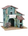 Cabaña de madera con horno funcional de 20x16x21 cm h